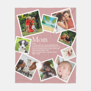 Personalisierte Mama Definition 9 Foto Rosa Fleecedecke