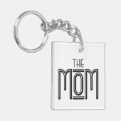 Personalisierte Mama Einfacher Schwarz-weißer Text Schlüsselanhänger (Vorderseite links)