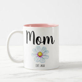 Personalisierte Mama Est. Blume Zwei-Tonen-Kaffee- Zweifarbige Tasse