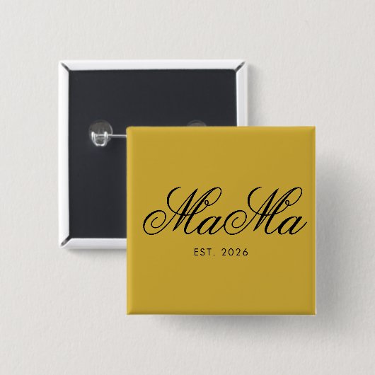 Personalisierte Mama Est Elegant Metallic Gold Button (Vorne & Hinten)