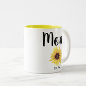 Personalisierte Mama Est. Farbige Sonnenblume Zweifarbige Tasse (VorderseiteRechts)