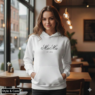 Personalisierte Mama Est Stylish Comfort Wear Kapu Hoodie