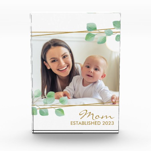 Personalisierte Mama etablierte 20XX Gold Elegant Fotoblock (Vorderseite)