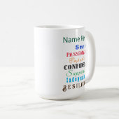 Personalisierte Mama Farbenfrohe Qualitäten großer Kaffeetasse (VorderseiteRechts)