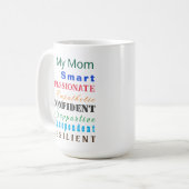 Personalisierte Mama Farbenfrohe Qualitäten großer Kaffeetasse (Vorderseite Links)