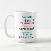 Personalisierte Mama Farbenfrohe Qualitäten großer Kaffeetasse (Links)