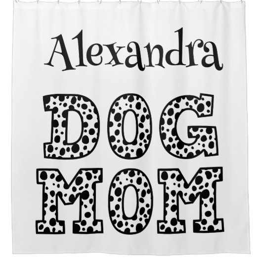 Personalisierte Mama für Schwarze und Weiße Hunde Duschvorhang (Vorderseite)