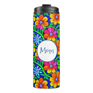 Personalisierte Mama Hübsche Blüte Thermosbecher