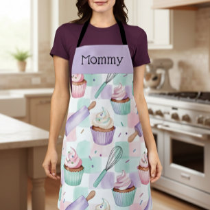 Personalisierte Mama Lavendel Teal Cupcake Back-Cr Schürze