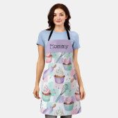 Personalisierte Mama Lavendel Teal Cupcake Back-Cr Schürze (Getragen)