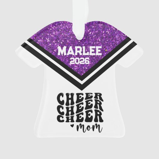 Personalisierte Mama Lila & schwarz Cheer Ornament (Vorderseite)