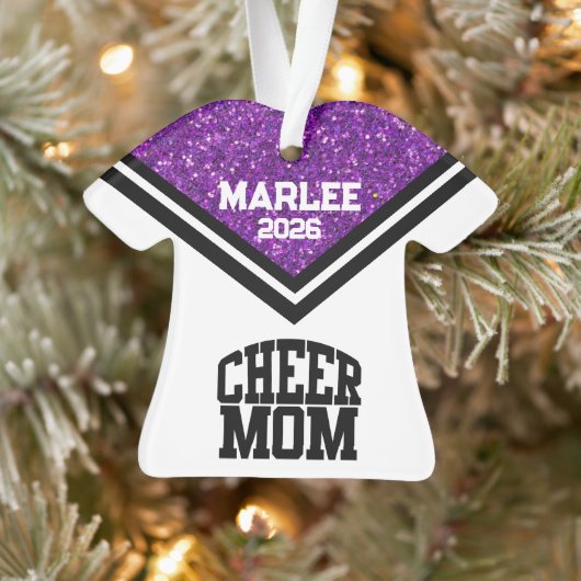 Personalisierte Mama Lila & schwarz Cheer Ornament (Baum)
