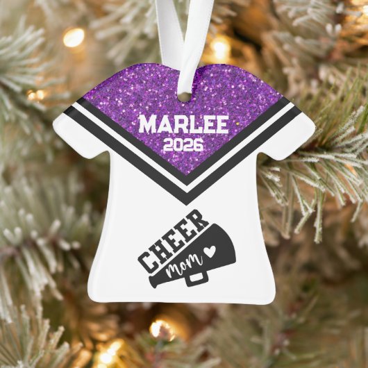 Personalisierte Mama Lila & schwarz Cheer Ornament (Baum)