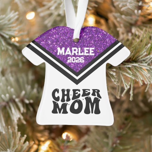 Personalisierte Mama Lila & schwarz Cheer Ornament (Baum)