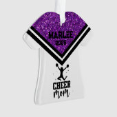 Personalisierte Mama Lila & schwarz Cheer Ornament (Vorderseite)