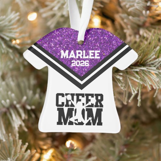 Personalisierte Mama Lila & schwarz Cheer Ornament (Baum)