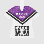 Personalisierte Mama Lila & schwarz Cheer Ornament (Rückseite)