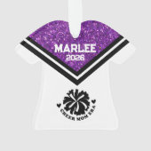 Personalisierte Mama Lila & schwarz Cheer Ornament (Rückseite)