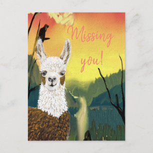 Personalisierte Mama Llama Ich vermisse Dich Postkarte