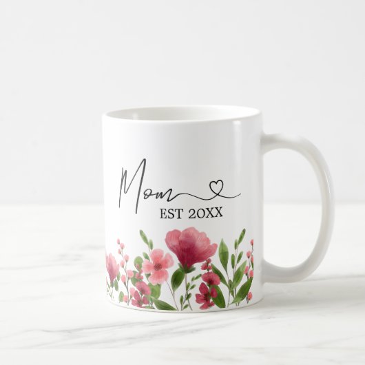 Personalisierte Mama mit Blumenbeeren Tasse - EST- (Rechts)