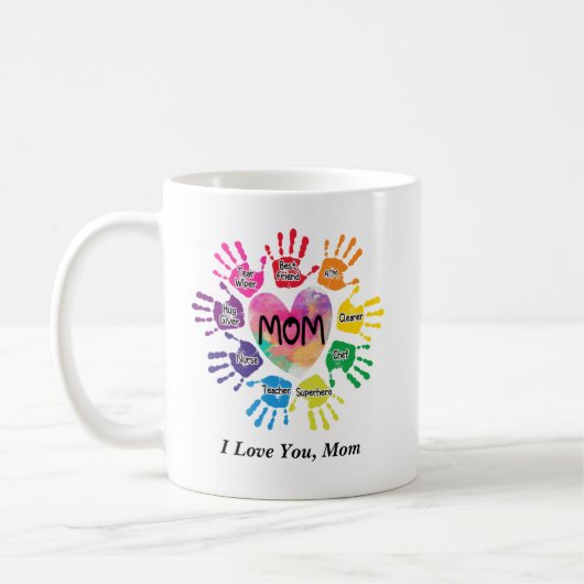 Personalisierte Mama mit Herz Kaffeetasse (Links)