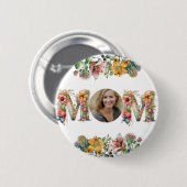 Personalisierte MAMA Mütter Tag Blume Foto Button (Vorne & Hinten)