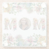 Personalisierte MAMA Mütter Tag Blume Foto Glasuntersetzer (Rückseite)