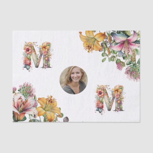 Personalisierte MAMA Mütter Tag Blume Foto Seidenpapier (Vorderseite)