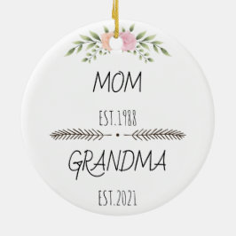 Personalisierte Mama Oma Est Custom Year, Blume Keramik Ornament