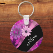 Personalisierte Mama rosa Blüte Schlüsselanhänger (Vorderseite)