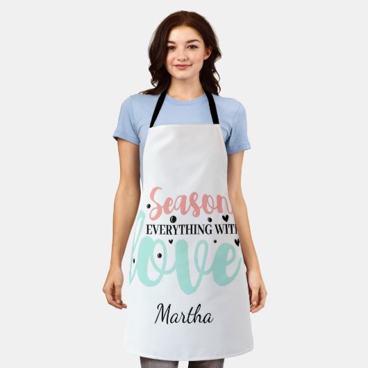 Personalisierte Mama Schürze (Getragen)