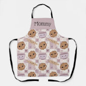 Personalisierte Mama-Schürze Kawaii Cookie Gingham Schürze (Vorderseite)