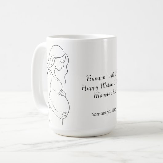 Personalisierte Mama | Schwangerschaft Silhouette Kaffeetasse (Vorderseite Links)