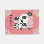 Personalisierte Mama-u. Baby-Panda-Bärn-Kinder Fleecedecke (Vorderseite (Horizontal))