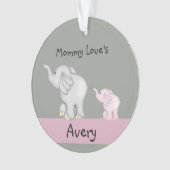 Personalisierte Mama-und Baby-Elefant-Verzierung Ornament (Vorderseite)