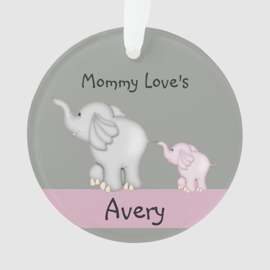 Personalisierte Mama-und Baby-Elefant-Verzierung Ornament (Vorderseite)
