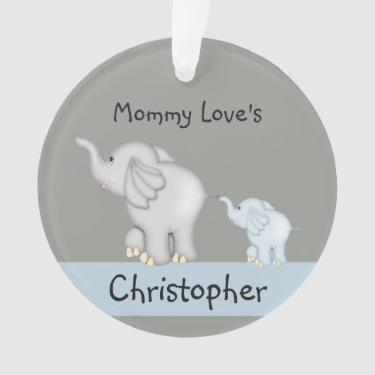 Personalisierte Mama-und Baby-Elefant-Verzierung Ornament (Vorderseite)