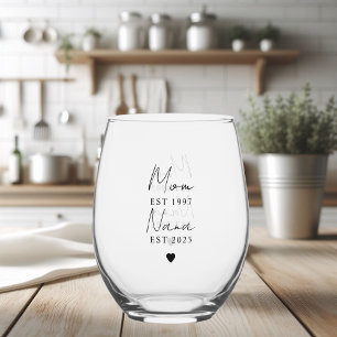 Personalisierte Mama und Nana EST `Gift Weinglas Ohne Stiel