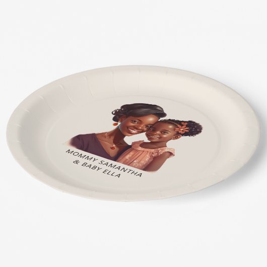 Personalisierte Mama und Tochter (10) Pappteller (Schrägansicht)