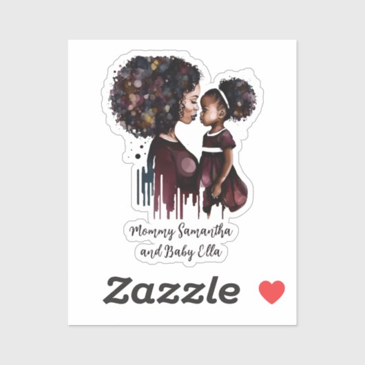 Personalisierte Mama und Tochter (4) Aufkleber (Blatt)