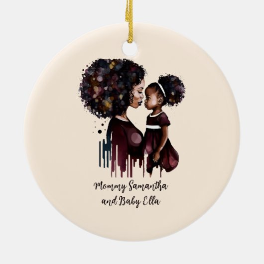 Personalisierte Mama und Tochter (4) Keramik Ornament (Hinten)