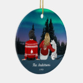 Personalisierte Mama Vater Dog Familie Keramik Ornament (Rechts)