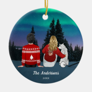 Personalisierte Mama Vater Dog Familie Keramik Ornament