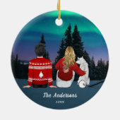 Personalisierte Mama Vater Dog Familie Keramik Ornament (Hinten)