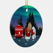 Personalisierte Mama Vater Dog Familie Keramik Ornament (Rechts)