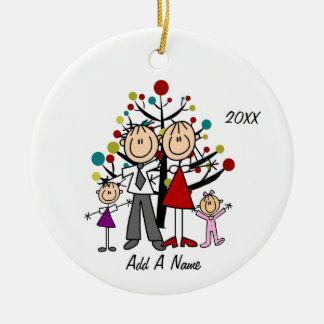 Personalisierte Mama, Vater, Mädchen, Kleinkind Keramik Ornament