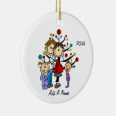 Personalisierte Mama, Vater, zwei Mädchen Keramik Ornament (Rechts)