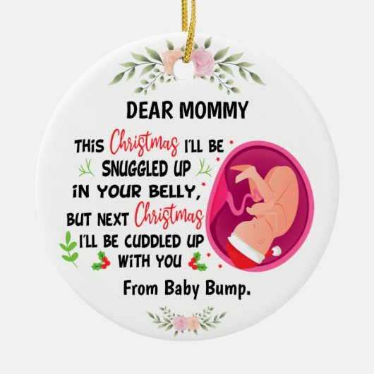 Personalisierte Mama vor Weihnachten vor dem Baby- Keramik Ornament (Vorne)