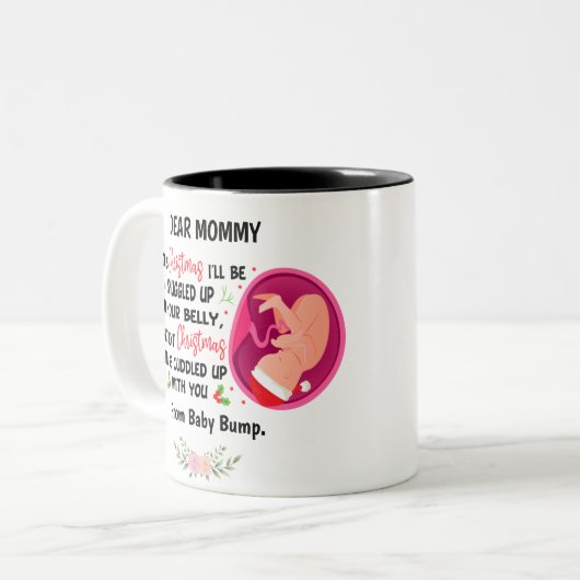 Personalisierte Mama vor Weihnachten vor dem Baby- Zweifarbige Tasse (Vorderseite Links)