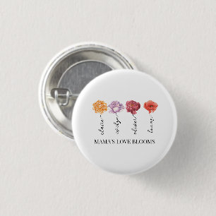 Personalisierte Mamas Liebe blüht auf Button